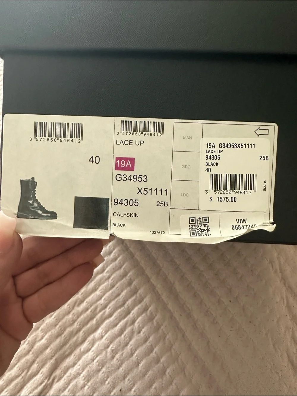 CHANEL Black Leather Lace-Up CC Combat Boots with Logo Toe